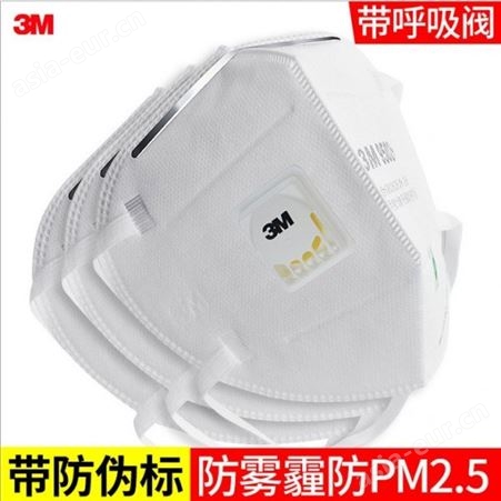 3m9501V+防雾霾PM2.5呼吸阀口罩耳带戴针织N95工业粉尘一次性口罩