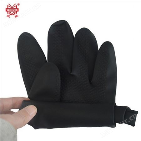 威蝶碟劳保加厚安全防护手套批发机械工业耐酸碱乳胶手套