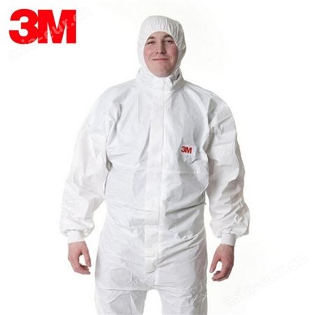 3M厂家现货供应4545一次性带帽连体防尘颗粒及液体防静电服