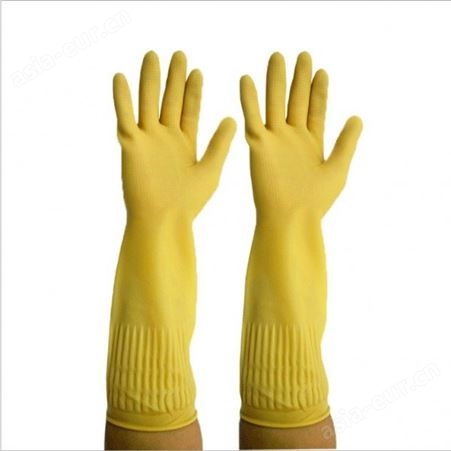 厂家批发佰洁邦手套，工业乳胶防水护肤厨房清洁劳保女加长耐用手套