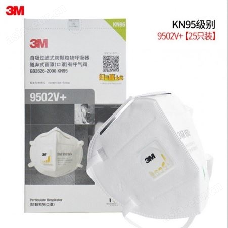 3m9501V+防雾霾PM2.5呼吸阀口罩耳带戴针织N95工业粉尘一次性口罩