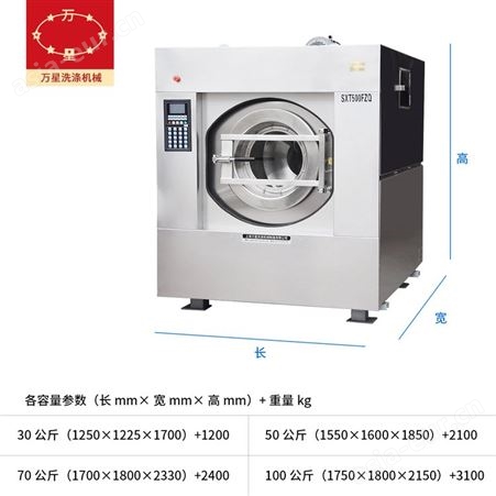 上海万星直销水洗机50kg全自动不锈钢窗帘洗涤设备洗脱机洗涤机械