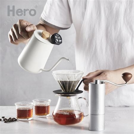 Hero版手冲咖啡壶礼盒家用煮滴滤式咖啡壶磨豆机手冲壶套装