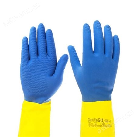 ansell/安思尔2243天然橡胶表胶涂层防化手套