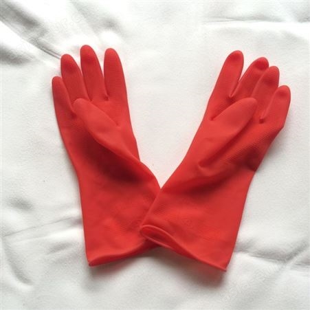 明岩乳胶手套橡胶洗碗洗衣防水红色家务劳保干活防护家用乳胶手套